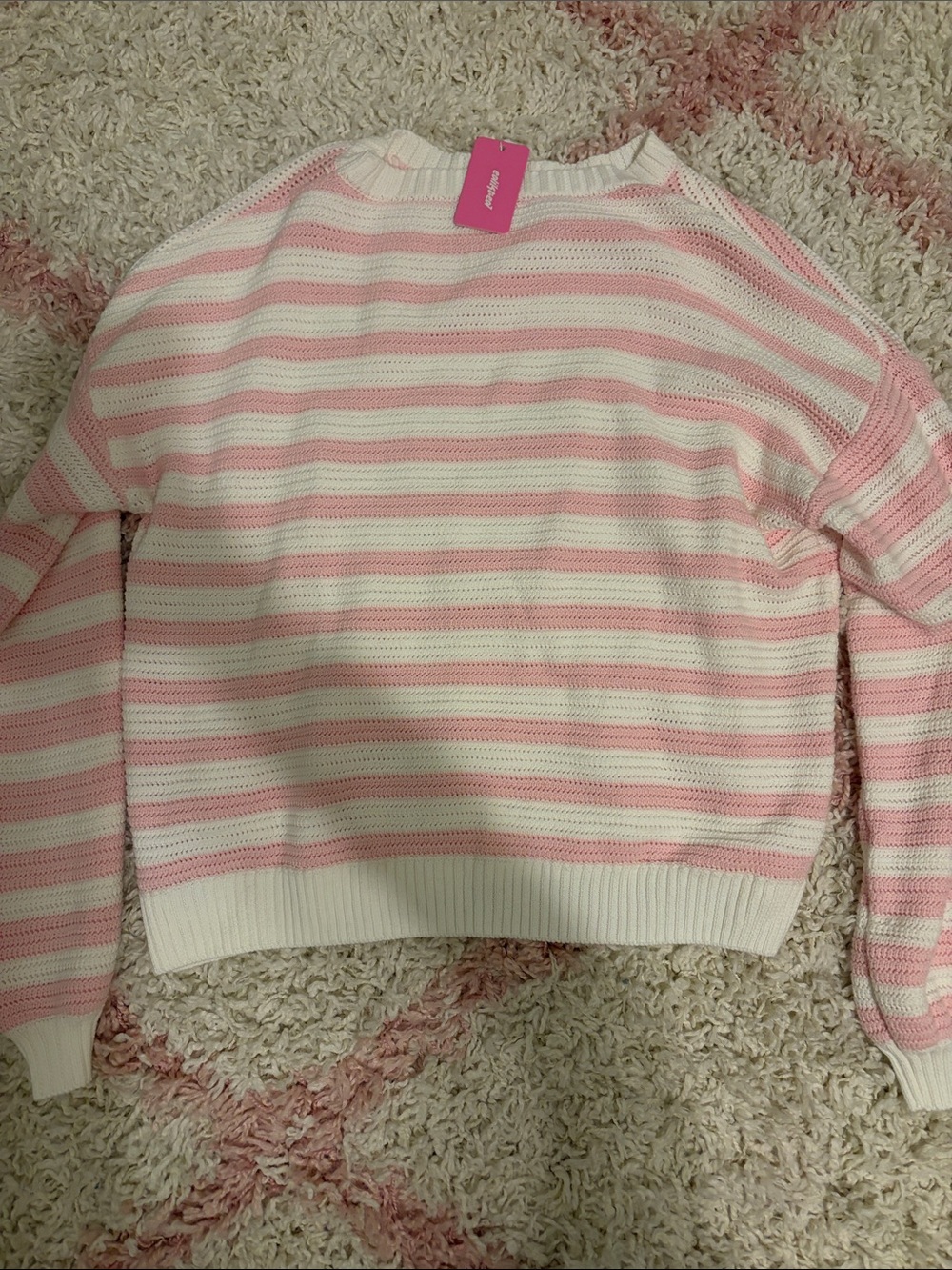EDIKTED pink and white sweater